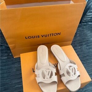 Louis Vuitton Women's Beige Slide Sandals